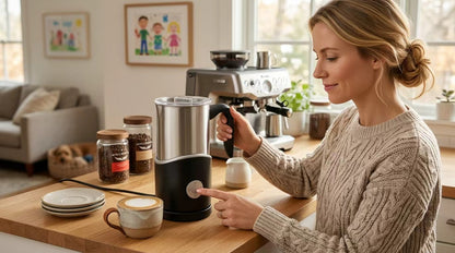 Home Barista Electric Milk Frother, Hot/Cold Foam & Steamer with Whistling Lid, 304 Stainless Steel, One-Touch Control for Lattes, Cappuccinos, Hot Chocolate