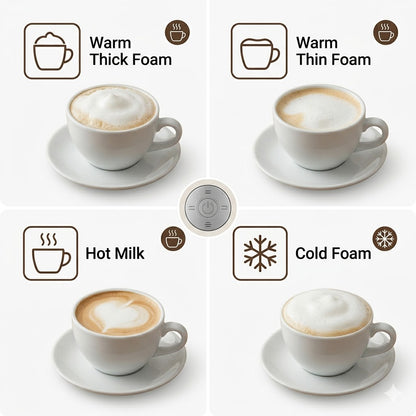 Home Barista Electric Milk Frother, Hot/Cold Foam & Steamer with Whistling Lid, 304 Stainless Steel, One-Touch Control for Lattes, Cappuccinos, Hot Chocolate