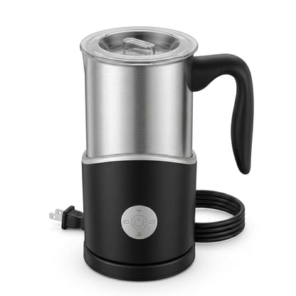 Home Barista Electric Milk Frother, Hot/Cold Foam & Steamer with Whistling Lid, 304 Stainless Steel, One-Touch Control for Lattes, Cappuccinos, Hot Chocolate